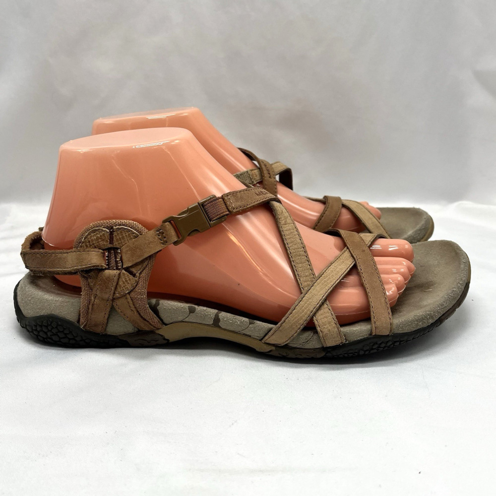 Merrell Sandals Womens Size 9 Tan Leather Strappy San Remo Hiking Granola Girl